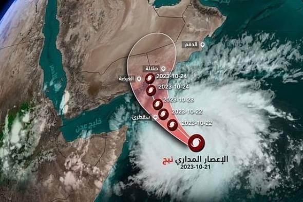 المركز الوطني للأرصاد .. الحالة المدارية “تيج” إعصار من الدرجة الثانية